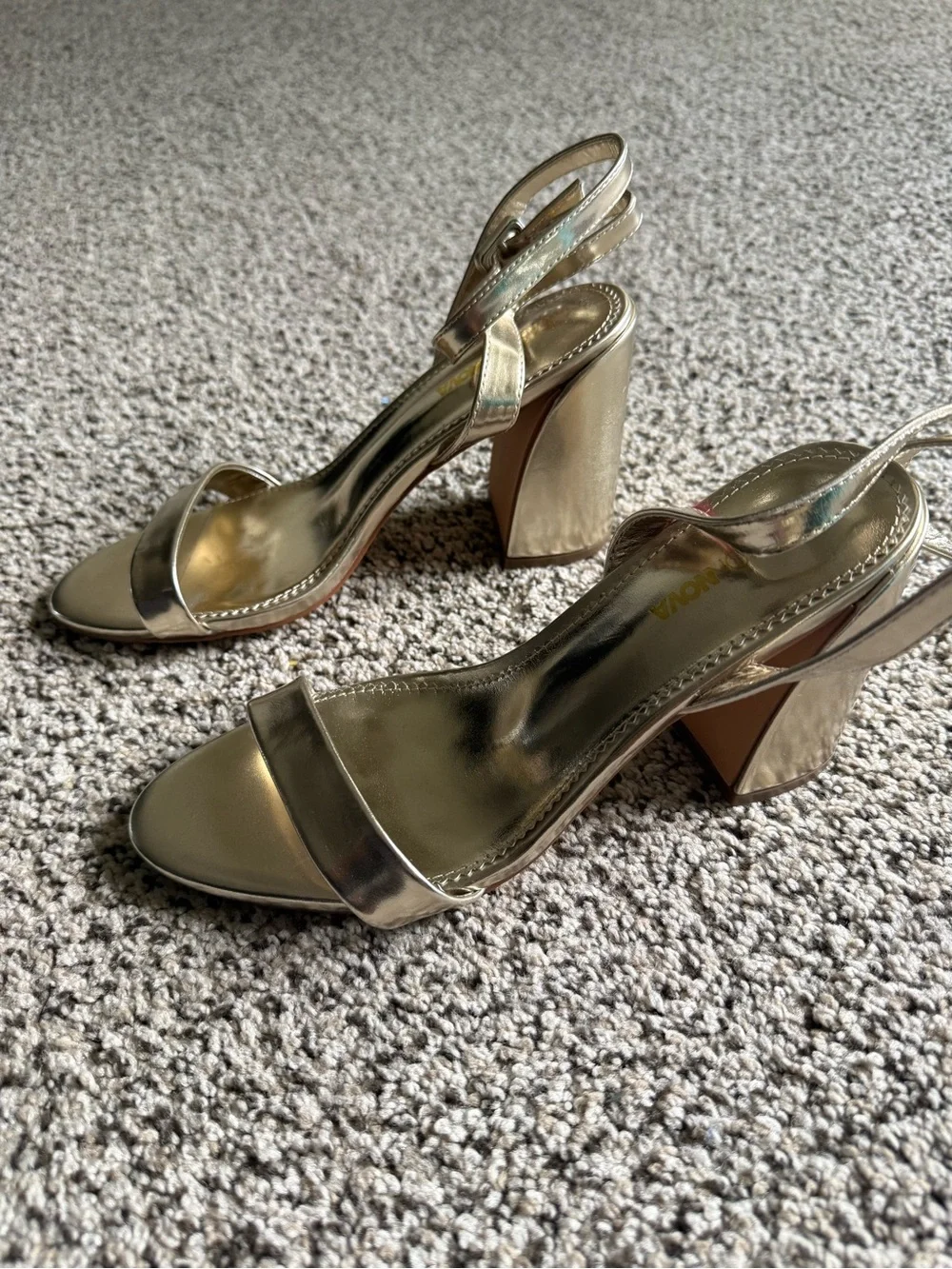 Fashion Nova Metallic Gold Slingback Block Heels